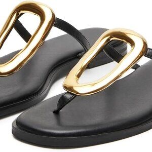 Women's Leather Flip-Flops Thong Sandals Flat Summer Casual Slip-On Shoes